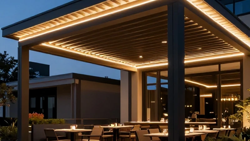 Tente ve Pergola Sistemi Otomatik Işıklı Açılır Kapanır